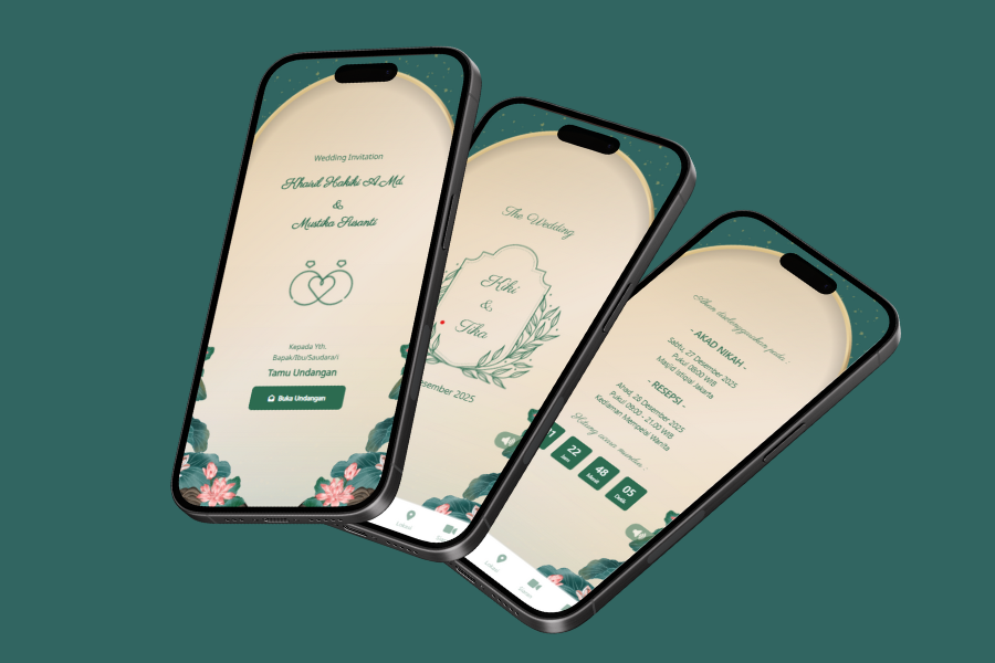 Weding Invitation Hijau Krem Elegan
