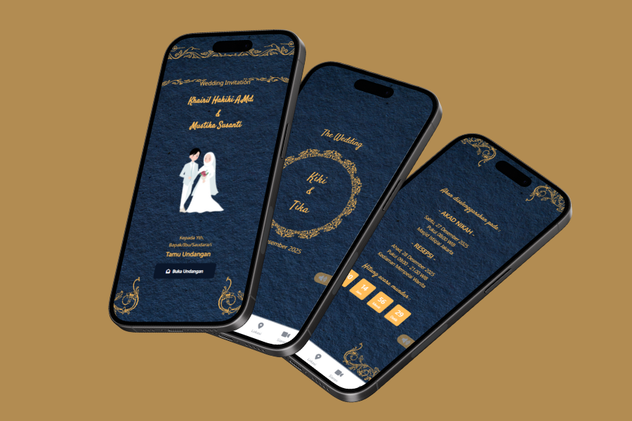 Weding Invitation Blue and Gold