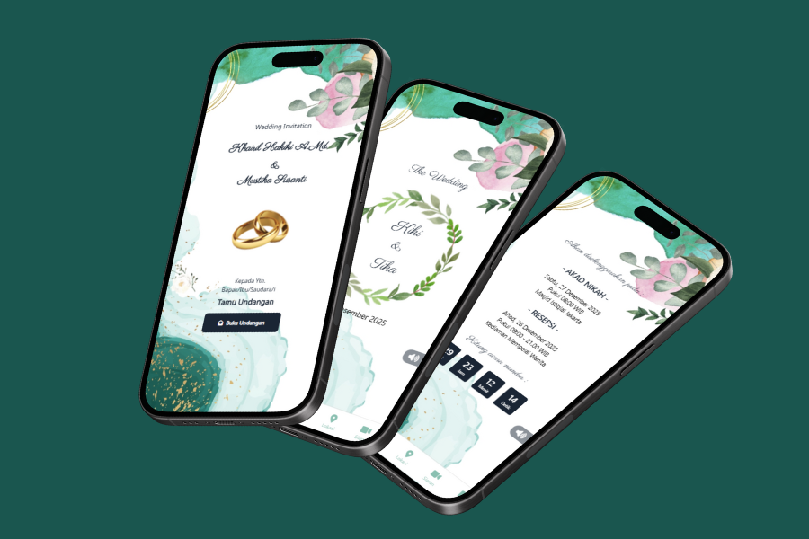 Weding Invitation Hijau Berbunga