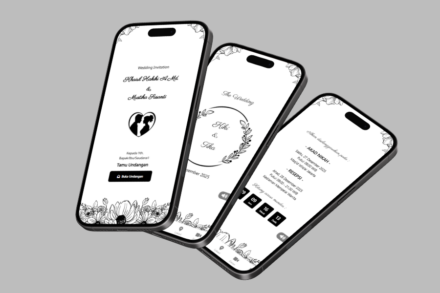 Weding Invitation Sketsa Hitam Putih Bersih
